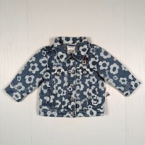 NWT Disney Baby Minnie Mouse Denim Jacket Girls 6-9M Blue Floral Jean Coat